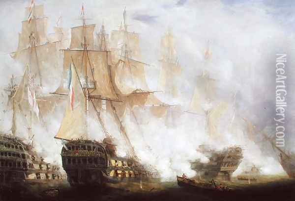 The Battle of Trafalgar, c.1841 Oil Painting - John Christian Schetky