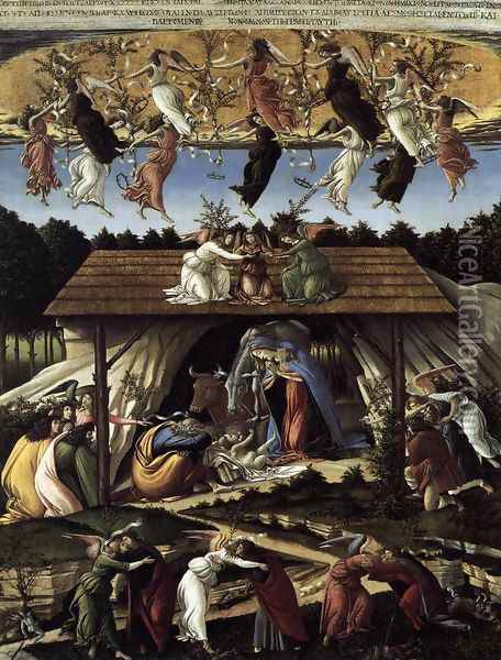 The Mystical Nativity c. 1500 Oil Painting - Sandro Botticelli
