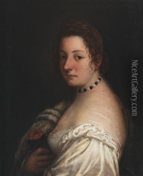 Portrait Of An Elegant Lady Oil Painting - Girolamo Forabosco