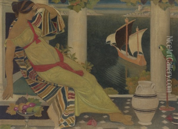 Ariadne In Naxos Oil Painting - Joseph Edward Southall