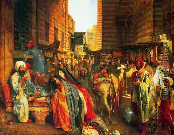 The Street and Mosque El-Ghouri Oil Painting - John Frederick Lewis