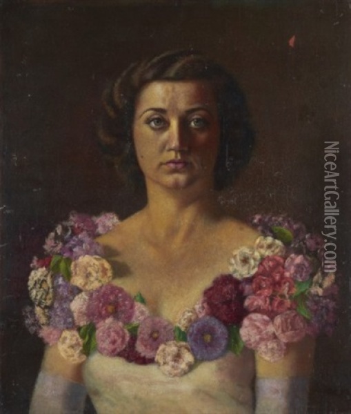 Portrait De Lidia Bugatti (niniette) Oil Painting - Carlo Bugatti