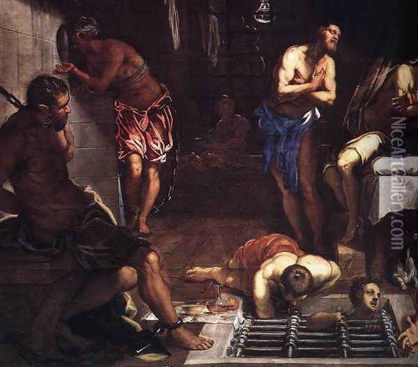 St Roch in Prison Visited by an Angel (detail 1) Oil Painting - Jacopo Tintoretto (Robusti)