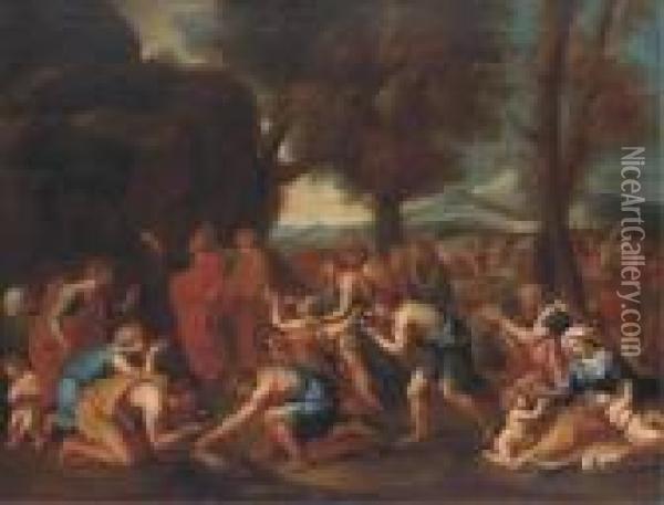Moses Striking The Rock Oil Painting - Nicolas Poussin