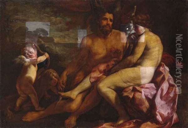 Hercules And Omphale Oil Painting - Carlo Cignani