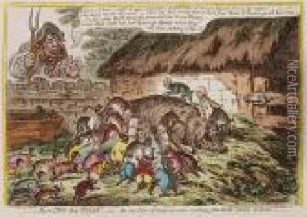 More Pigs Than Teats Oil Painting - James Gillray