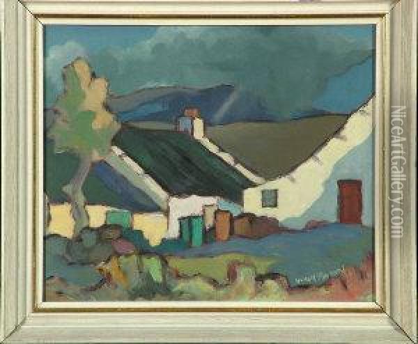 Whitewashed Cottages Oil Painting - Hugh Paton