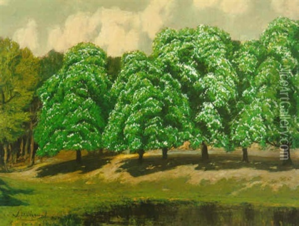 Kastanienbaume Oil Painting - Walter Leistikow