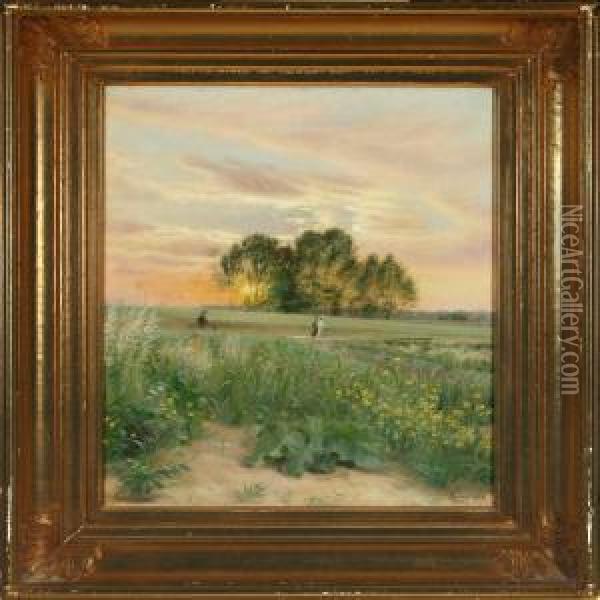 Sunset, Ny Hellerup Oil Painting - Anina Poulsen
