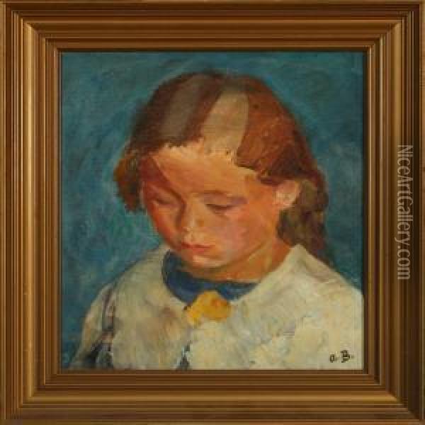 Portrait Of A Small Girl Oil Painting - Axel Bredsdorff