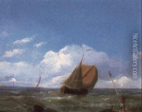 Sailing Vessel Oil Painting - Hermanus Koekkoek the Elder