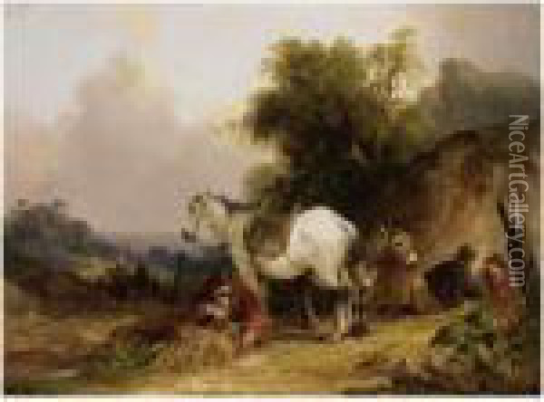 The Fern Gatherers Oil Painting - Snr William Shayer