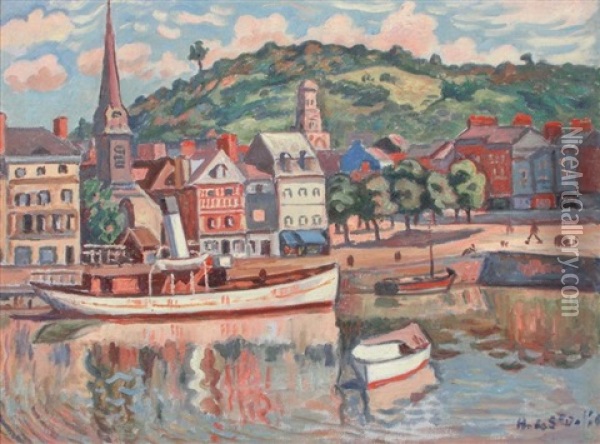 Le Port D'honfleur Oil Painting - Henri Lienard De Saint-Delis