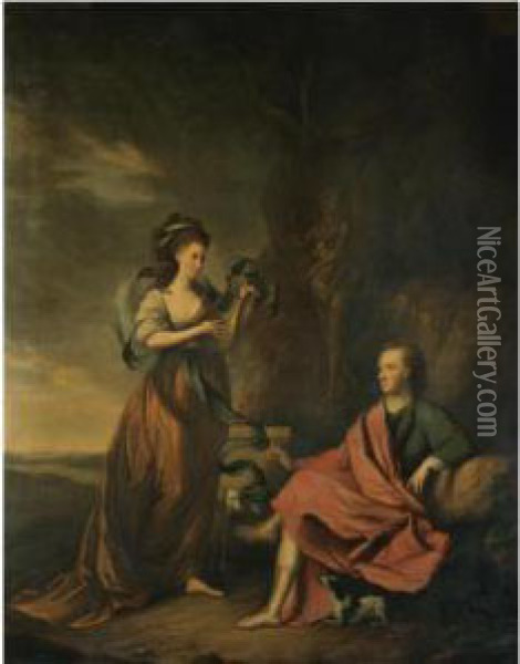 A Double Portrait Of Arthur Wolfe, 1st Viscount Kilwarden And Hiswife Anne Oil Painting - Thomas Hickey