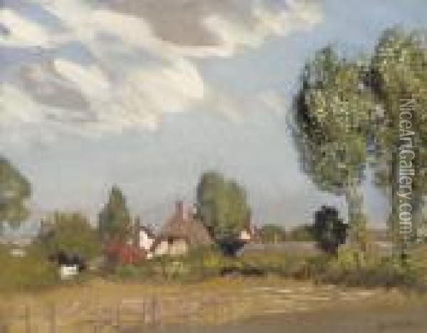An Essex Village Oil Painting - George Clausen