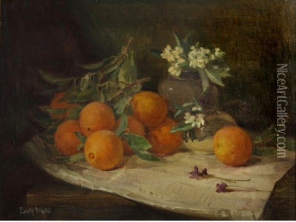 Oranges And Blossoms Oil Painting - Edith White