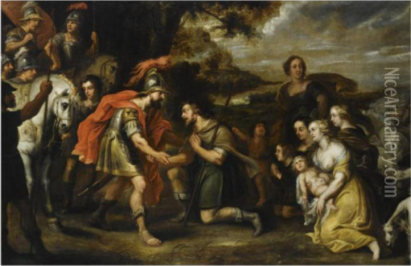 The Reconciliation Of Jacob And Esau Oil Painting - Theodor Van Thulden