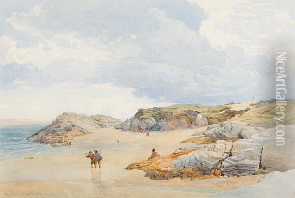 The Shore At Port Madoc, North Wales Oil Painting - Edward Duncan