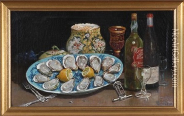 Still Life With Oysters Oil Painting - Francois de Blois