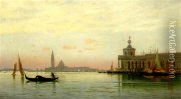 Sunset At The Lagoon, Venice Oil Painting - Hermann David Salomon Corrodi