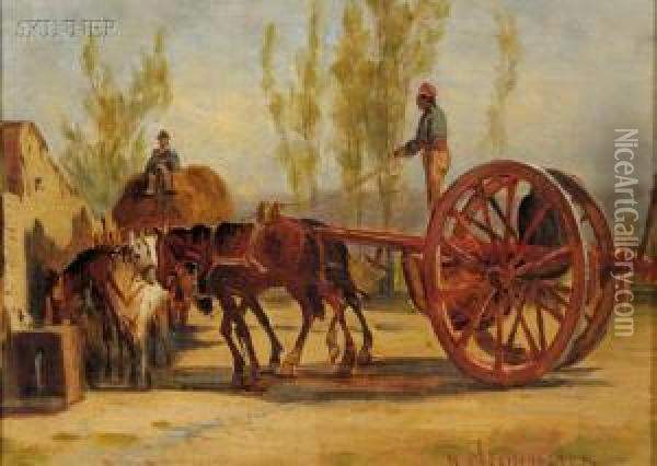 Riding The Hay Cart Oil Painting - Henry Cleenewerck