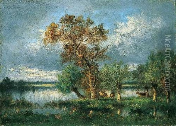 Landschaft Mit Gewitterwolken Oil Painting - Jules Dupre