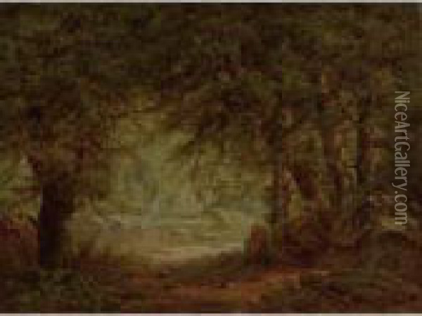 River Through The Woods Oil Painting - Alexander Helwig Wyant