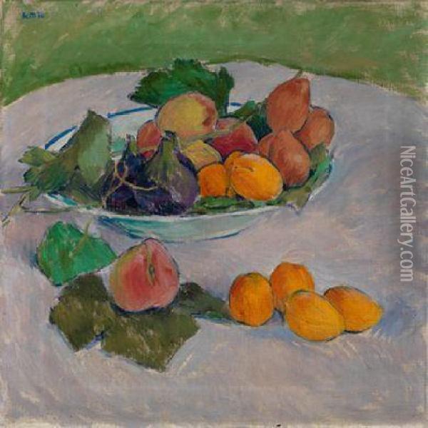 Stilleben Mit Fruchten Undblattern Oil Painting - Koloman, Kolo Moser