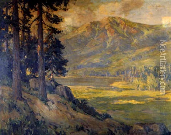 A Mountainous Landscape Oil Painting - Benjamin Chambers Brown