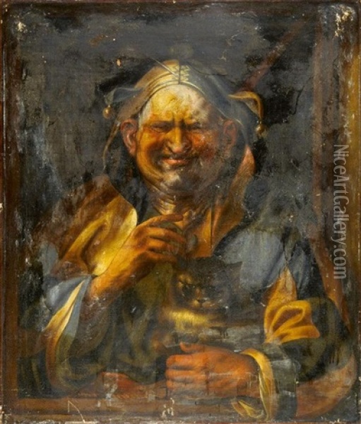 Le Fou Au Chat Oil Painting - Jacob Jordaens