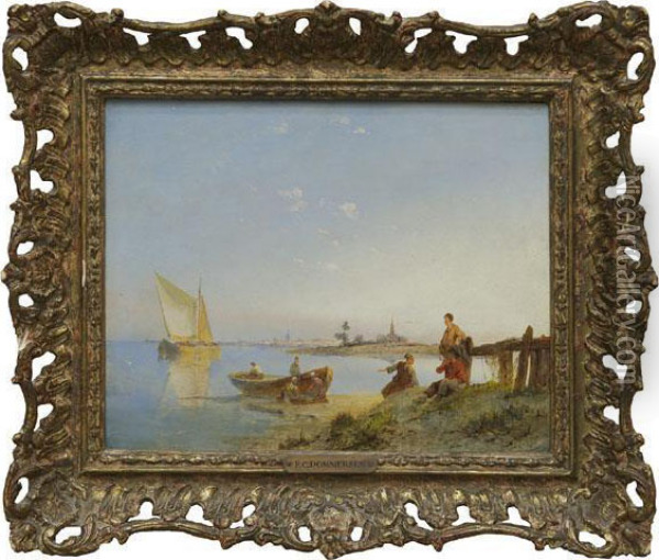 A River Scene In Holland Oil Painting - Pieter Cornelis Dommershuijzen