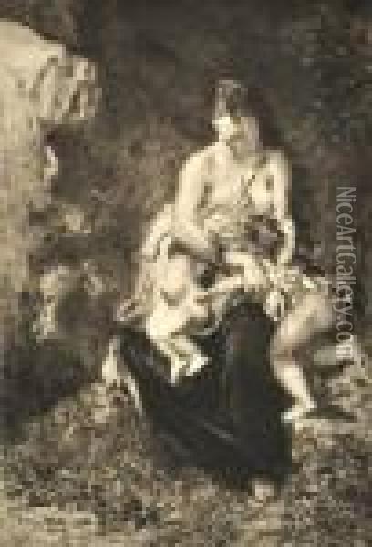 Medea About To Kill Her Children Oil Painting - Eugene Delacroix