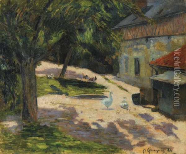 Le Poulailler Oil Painting - Paul Gauguin