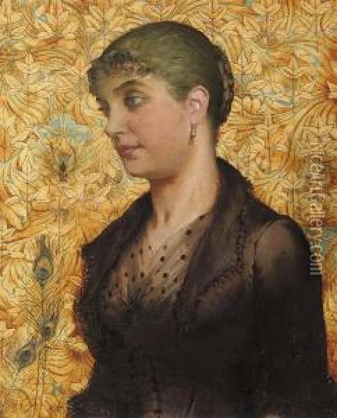 Portrait Of A Lady, Bust-length Oil Painting - Ida Verner