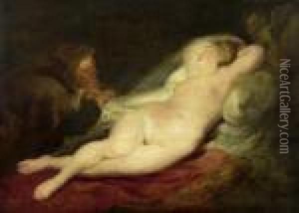 Der Eremit Und Die Schlafende Angelika. Oil Painting - Peter Paul Rubens
