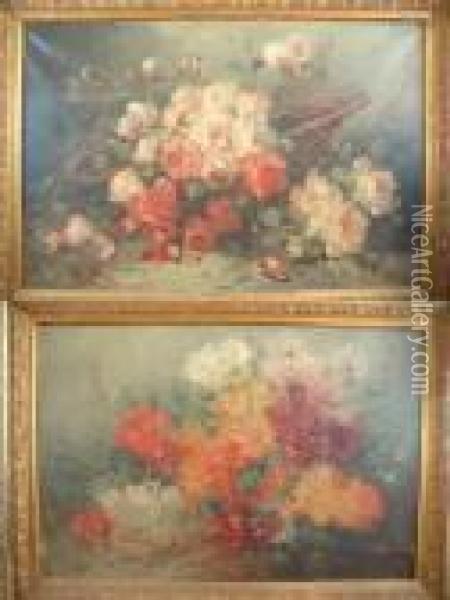 Paire De Bouquets Oil Painting - Henry Schouten