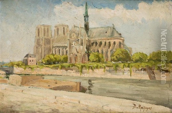 Vista De Notre Dame, Paris Oil Painting - Dario de Regoyos