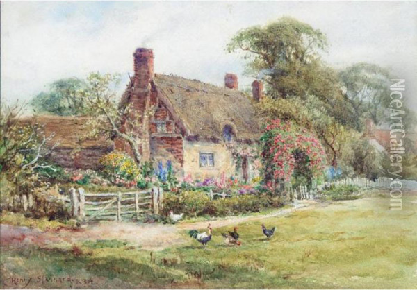 The Cottage Garden Oil Painting - Henry Stannard