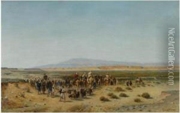 Caravane Dans Le Desert Oil Painting - Narcisse Berchere