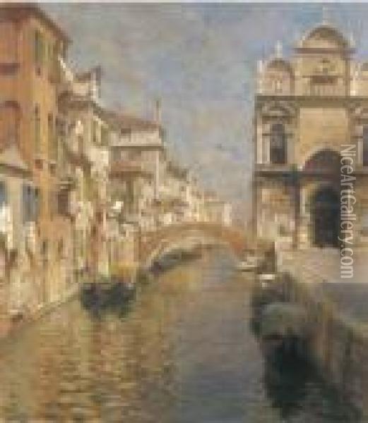 Venezia, Rio Dei Mendicanti E Campo Ss. Giovanni E Paolo Oil Painting - Rubens Santoro