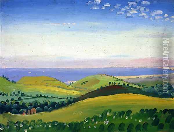 View from the White Hart Guestling Sussex Oil Painting - James Dickson Innes