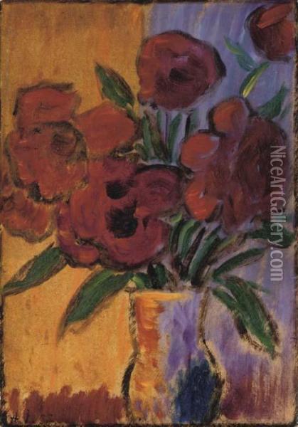 Grosses Stilleben (rote Blumen In Vase) Oil Painting - Alexei Jawlensky