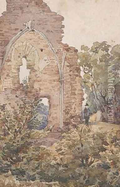 Figure By Ruins Oil Painting - Henri-Joseph Harpignies