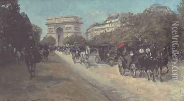 Boulevard in Paris Oil Painting - Georges Stein