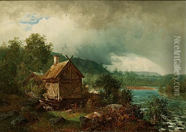 Landskap Med Bod Oil Painting - Anders Hanson Kallenberg