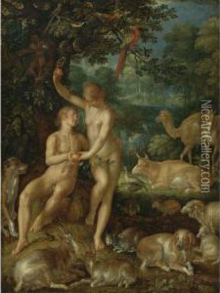 Adam And Eve Oil Painting - Joachim Wtewael (Uytewael)