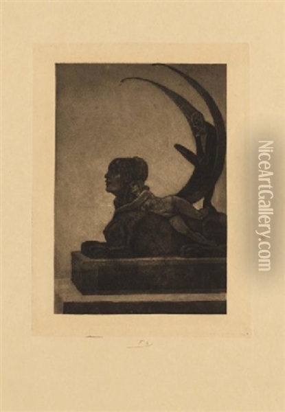 Le Sphinx (grande Planche), Pl.1 (from Les Diaboliques) Oil Painting - Felicien Joseph Victor Rops