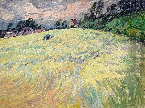 A Wheatfield On A Windy Day Oil Painting - Wenzel Radimsky