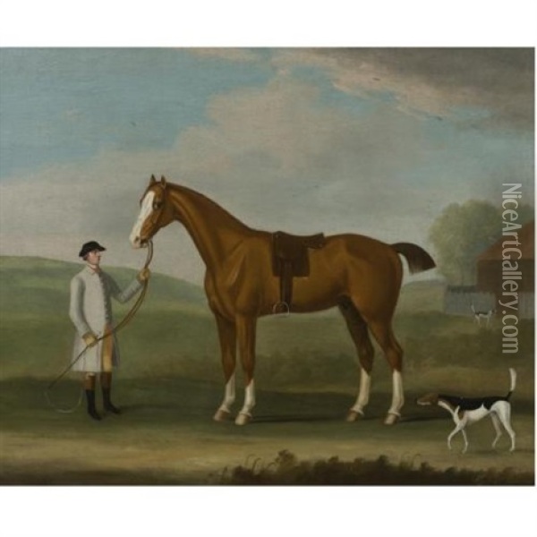 A Chestnut Hunter And His Groom Oil Painting - Francis Sartorius the Elder