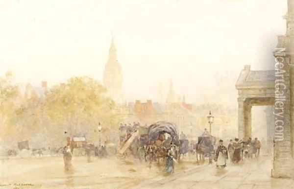 A view of Big Ben from Whitehall Oil Painting - Herbert Menzies Marshall